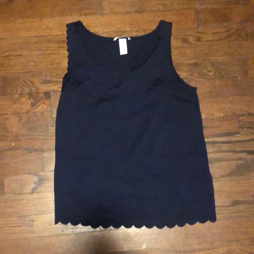 Navy Blue Scallop Tank Top